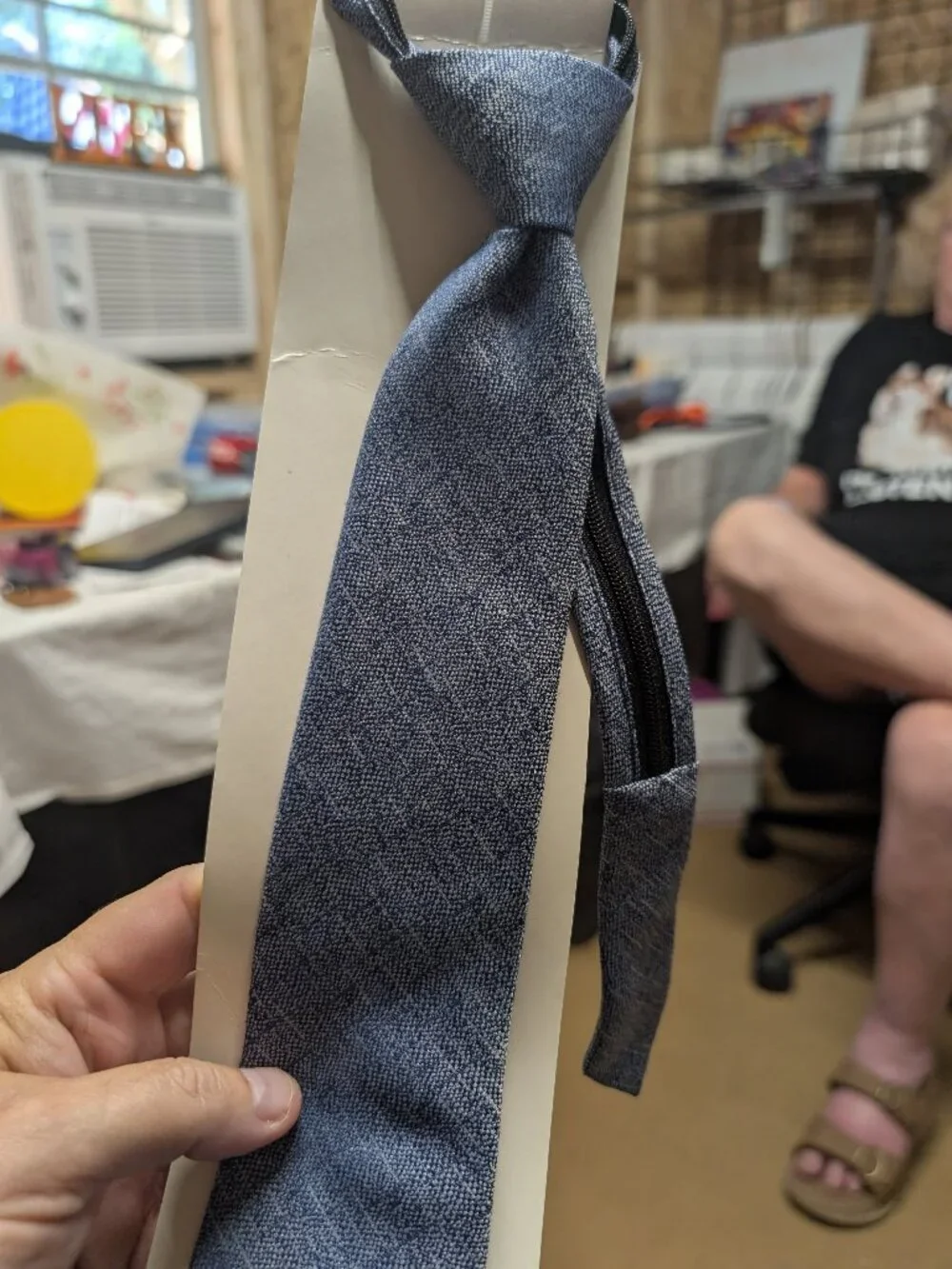 Boys' Navy Blue Woven Zip Necktie - Cat & Jack™ M/L - Solid Pattern